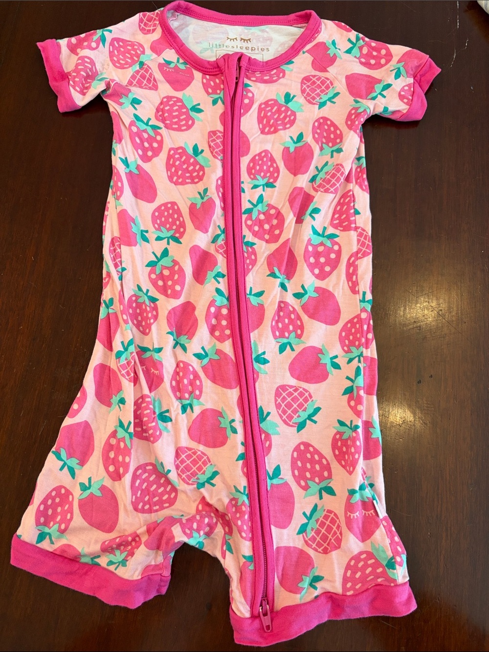Little Sleepies Pink Strawberry Print Shorty